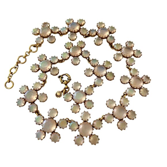 J. Crew Gold-Tone Iridescent White Opalescent Stones Statement Necklace Rare - Picture 1 of 11